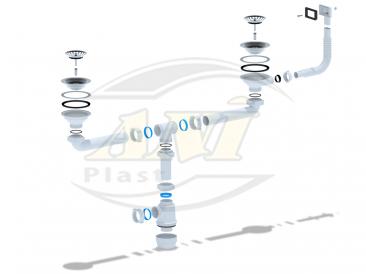Bottle trap Ani Grot 3 1/2*40 double with round vertical overflow