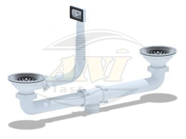 Set for double sink with flange 3 1/2