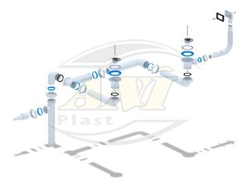 Set for double sink, universal different-level 240 with overflow