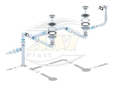 Set for double sink, universal different-level 240 with flange 3 1/2