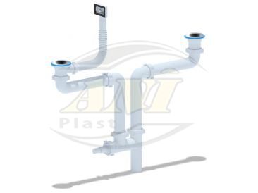 Set for double sink, universal different-level 600 with overflow