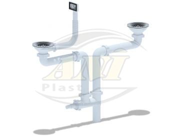 Set for double sink, universal different-level 600 with flange 3 1/2
