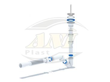 Siphon for bidet 1 1/4”*32 with flexible pipe 32*32/40