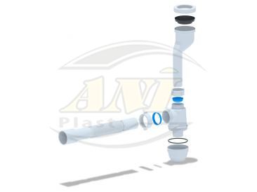 Siphon urinal with a yield 40 with flexible pipe 40*40/50