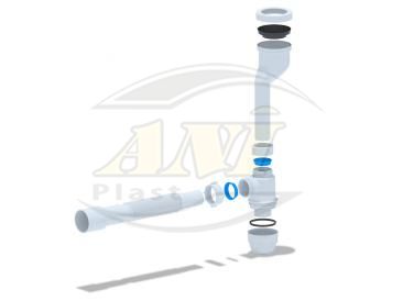 Siphon urinal with a yield 32 with flexible pipe 32*40/50