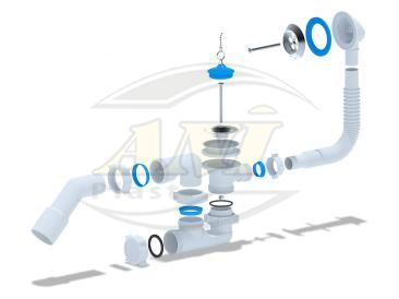 Bath trap Ani with outlet and overflow 1 1/2