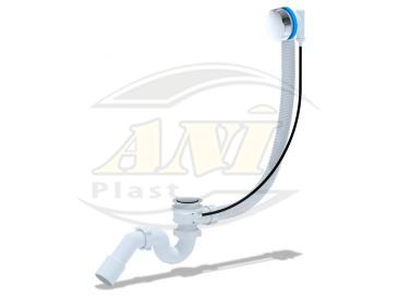 Overflow siphon with semiautomatic flat 1020mm, metal handle
