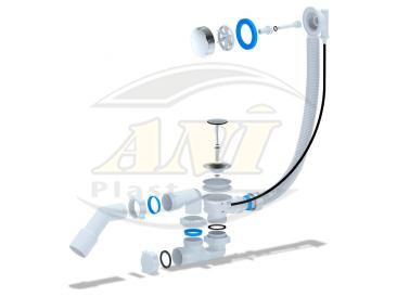 Overflow semiautomatic 520 mm, adjustable body, chrome handle, transition tube 45°40*50