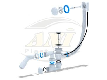 Overflow semiautomatic 520 mm, adjustable body, plastic handle, transition tube 45°40*50