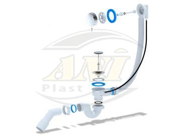 Overflow semiautomatic 520 mm, knee bath handle metal transition tube 45°40*50