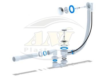 Overflow semiautomatic 520 mm, flat body, chrome handle, tube 45°40*50