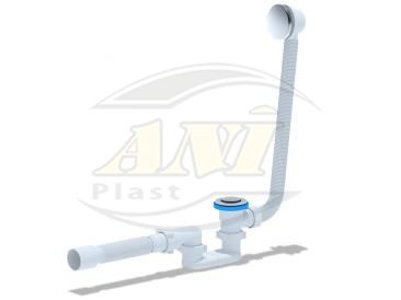 Bath trap Ani with outlet and overflow,flat body, click-clack, with tube 375*40*50