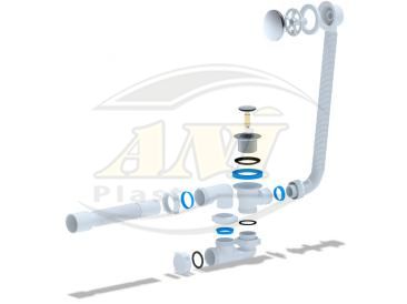 Bath trap Ani with outlet and overflow, click-clack, adjustable body, with tube 375*40*50