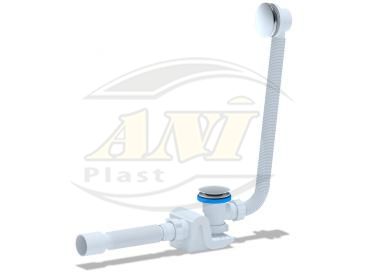 Bath trap Ani with outlet and overflow,flat body, click-clack, with tube 375*40*50
