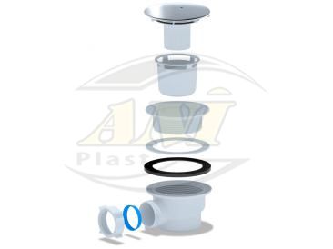 Siphon for shower tray 1 1/2 ** 90 with chrome outlet