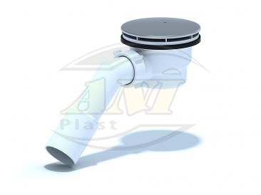Siphon for shower tray 1 1/2 ** 90, h 65, the transition tube 45°40*50, chrome