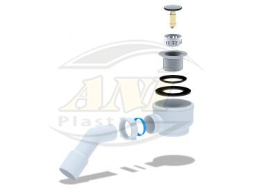 Siphon for shower trap 1 1/2 “* 50/60, click-clack, transition pipe 45°40*50, Siphon for shower trap 1 1/2 “* 50/60, click-clack, transition pipe 45°40*50, Siphon for shower trap 1 1/2 “* 50/60, click-clack, transition pipe 45°40*50, grid