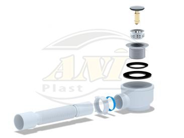 Siphon for shower trap 1 1/2 “* 50/60, click-clack, with tube 375*40/50, grid