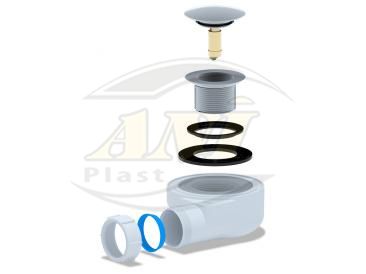 Siphon for shower trap 1 1/2 “* 50/60, click-clack, with tube 375*40/50