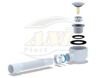 Siphon for shower trap 1 1/2 “* 50/60, click-clack, grid, with tube 375*40/50