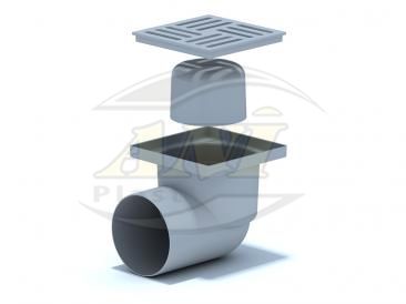 Horizontal trap 110 mm, unregulated. plastic grid 150х150 mm.