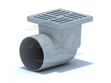 Horizontal trap 110 mm, unregulated. plastic grid 150х150 mm.
