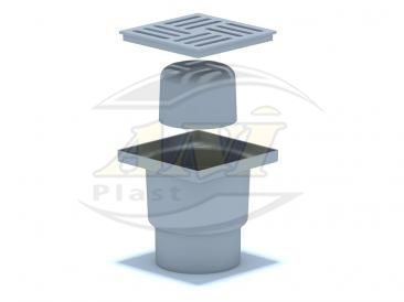 Vertical trap 110 mm, unregulated, plastic grid 150х150 mm.