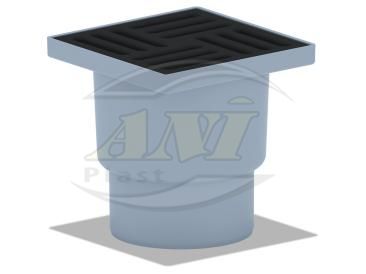 Vertical trap 110 mm., unregulated, with cast-iron grid 150x150 mm