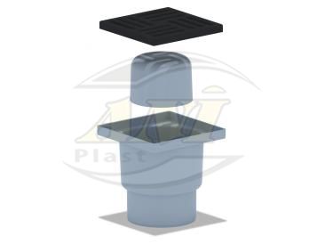 Vertical trap 110 mm., unregulated, with cast-iron grid 150x150 mm