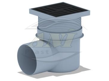 Horizontal trap 110 mm adjustable, with cast-iron grid 150x150 mm.