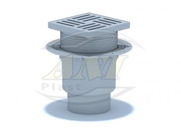 Vertical trap 110 mm adjustable, with plastic grid 150x150 mm.
