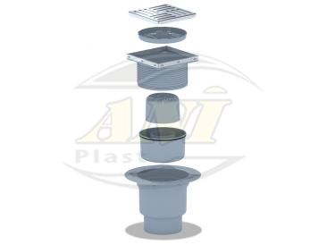 Trap vertical adjustment, with the release of 110 mm, with stainless steel 15x15 cm