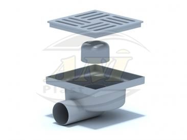 Horizontal trap 50 mm unregulated, plastic grid 150х150 mm.