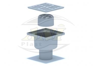 Vertical trap 50 mm unregulated, plastic grid 100х100 mm.