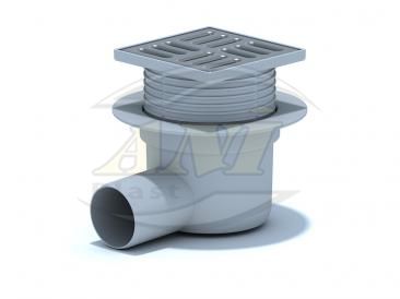 Horizontal trap 50mm adjustable, with ss grid 100x100 mm.