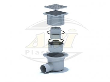 Horizontal trap 50mm adjustable, with ss grid 100x100 mm.