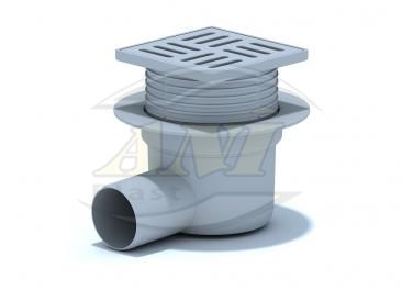 Horizontal trap 50 mm adjustable, plastic grid 100х100 mm.