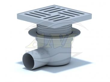Horizontal trap 50 mm adjustable, plastic grid 150х150 mm.