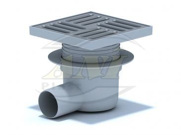 Horizontal trap 50 mm adjustable, with ss grid 150x150 mm.