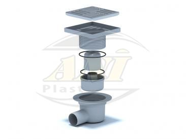 Horizontal trap 50 mm adjustable, with ss grid 150x150 mm.