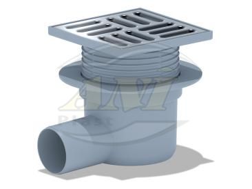 Horizontal trap 50mm adjustable, with ss grid 120x120 mm.