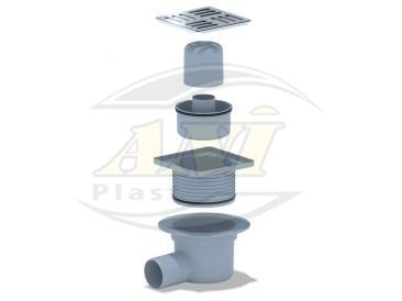 Horizontal trap 50mm adjustable, with ss grid 120x120 mm.