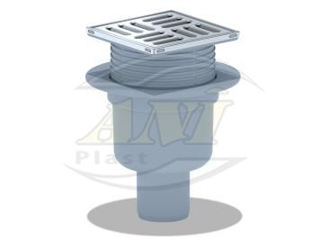 Vertical trap 50 mm adjustable, with ss grid 100x100 mm.