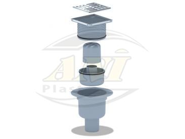 Vertical trap 50 mm adjustable, with ss grid 100x100 mm.