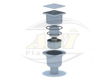 Vertical trap 50 mm adjustable, plastic grid 100х100 mm.
