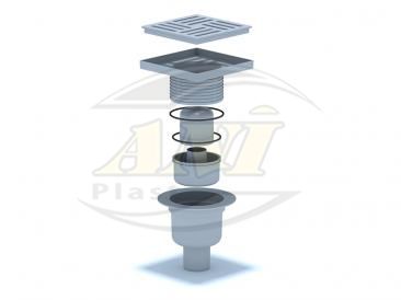 Vertical trap 50 mm adjustable, plastic grid 150х150 mm.