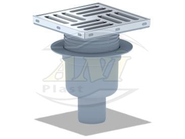 Vertical trap 50 mm adjustable, with ss grid 150x150 mm.