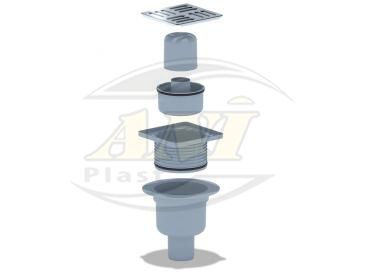 Vertical trap 50 mm adjustable, with ss grid 120x120 mm
