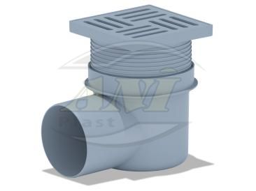 Horizontal trap 110 mm adjustable, with plastic grid 150x150 mm. Dry.