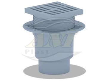 Vertical trap 110 mm adjustable, with plastic grid 150x150 mm. Dry.